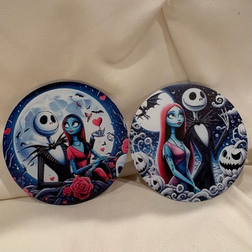 Nightmare Before Christmas Car Coasters Non-slip Cup Pads for Car Cup Holder NWT